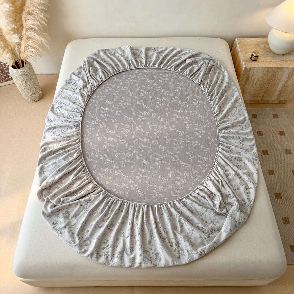 91家纺网 家纺一手货源 找家纺 涵宸家纺 2026新款全棉提花色坊系列单床笠 床笠-金禧-紫