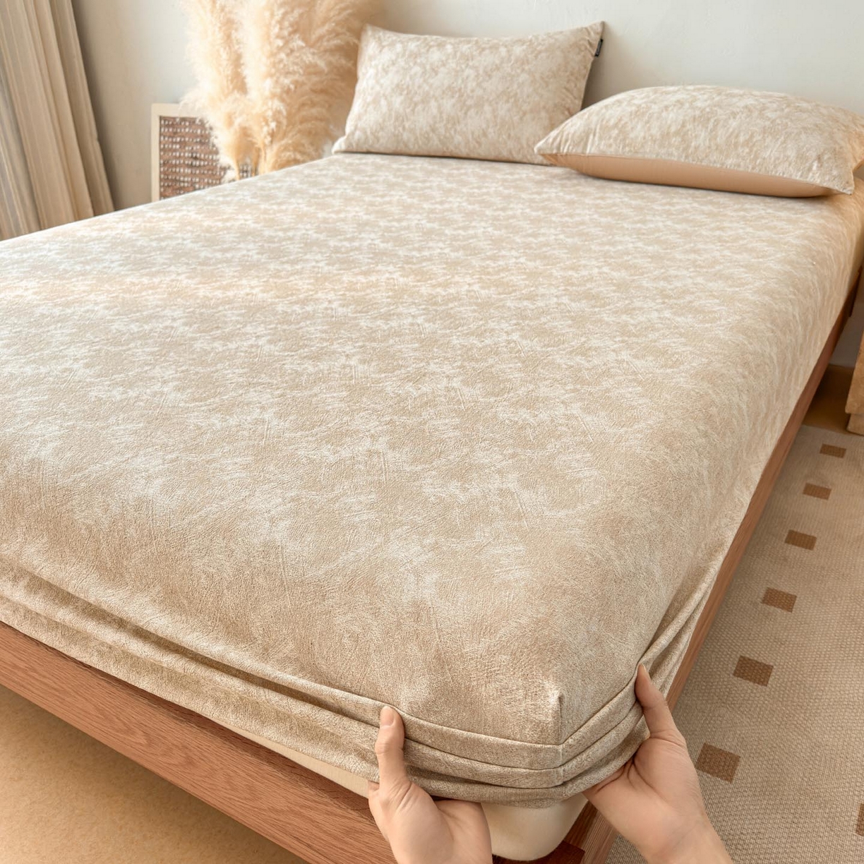 91家纺网 家纺一手货源 找家纺 涵宸家纺 2026新款全棉提花色坊系列单床笠 床笠-迷蒙