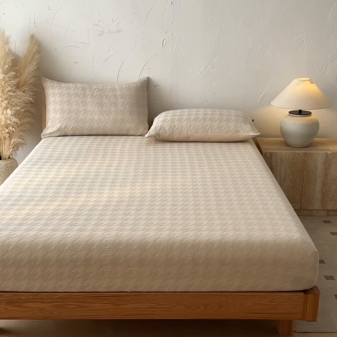 91家纺网 家纺一手货源 找家纺 涵宸家纺 2026新款全棉提花色坊系列单床笠 床笠-千熙-香槟