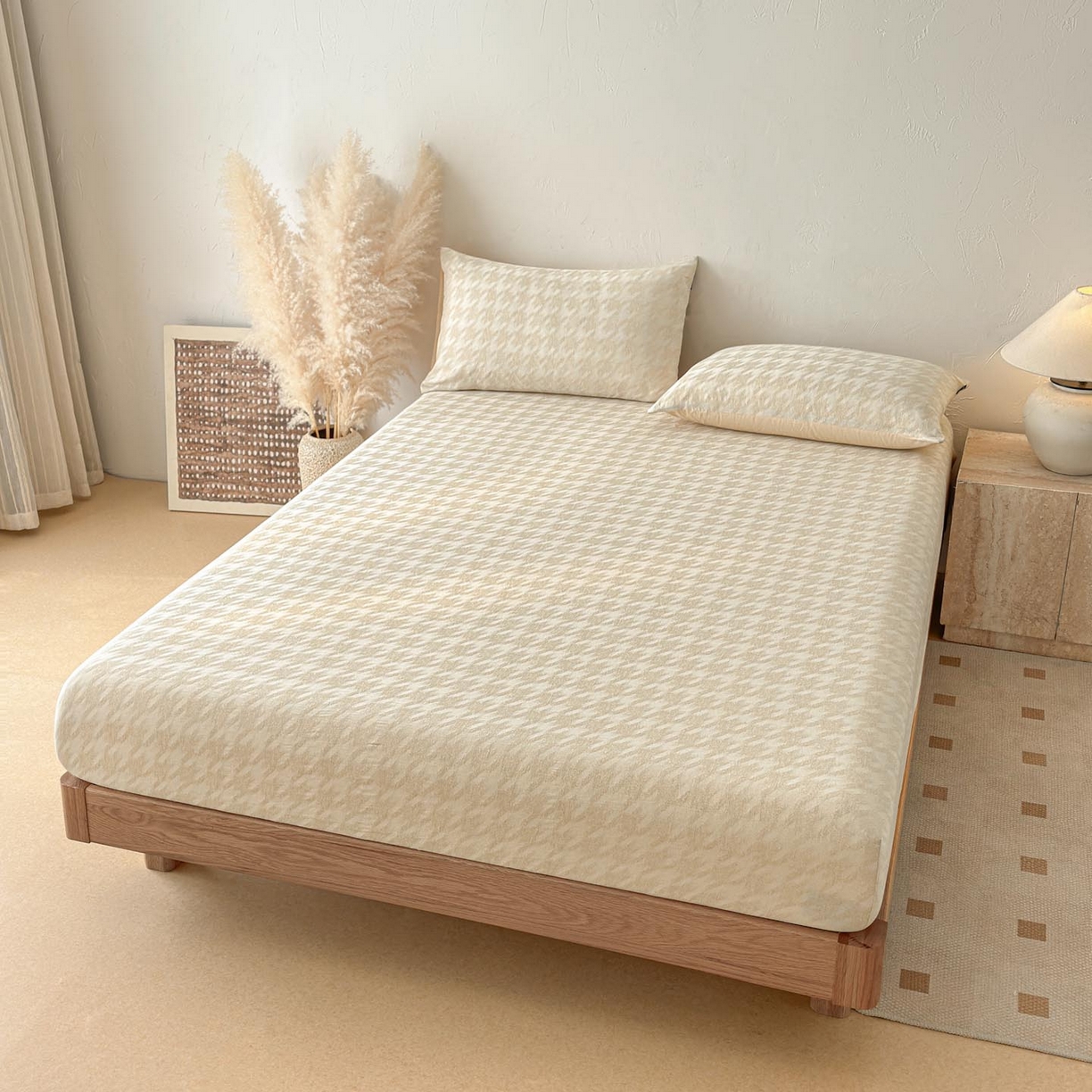 91家纺网 家纺一手货源 找家纺 涵宸家纺 2026新款全棉提花色坊系列单床笠 床笠-千熙-香槟