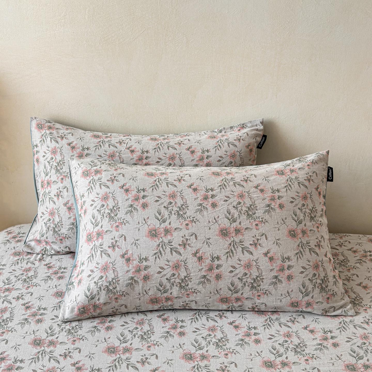 91家纺网 家纺一手货源 找家纺 涵宸家纺 2026新款全棉提花色坊系列单床笠 床笠-素薇-粉绿