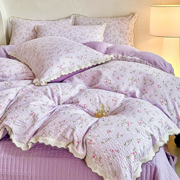 91家纺网 家纺一手货源 找家纺 尚美 2026新款泡芙棉床盖全棉绣花小花韩版四件套 佳音