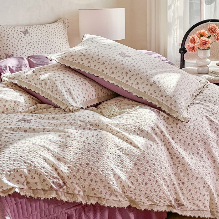 91家纺网 家纺一手货源 找家纺 尚美 2026新款泡芙棉床盖全棉绣花小花韩版四件套 蝴蝶梦