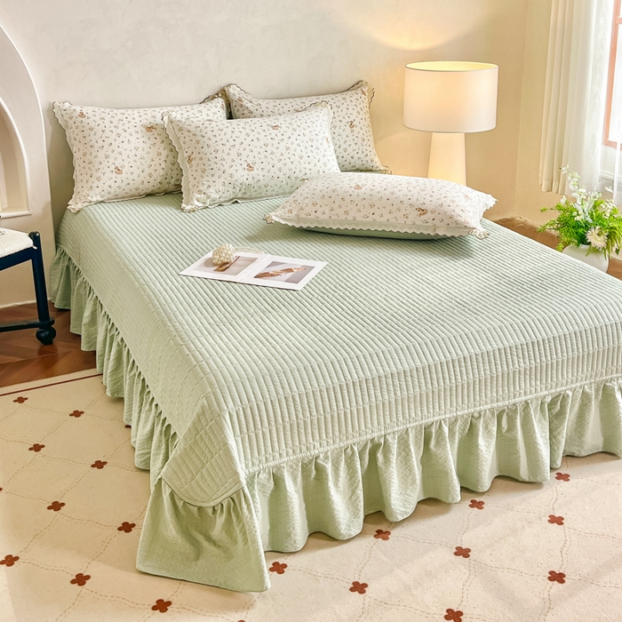 91家纺网 家纺一手货源 找家纺 尚美 2026新款泡芙棉床盖全棉绣花小花韩版四件套 木马