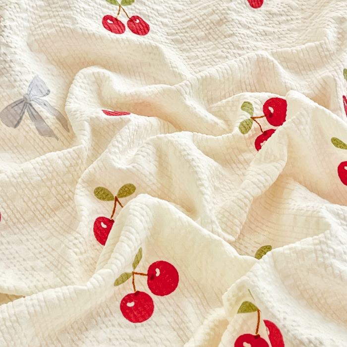 91家纺网 家纺一手货源 找家纺 尚美 2026新款泡芙棉床盖全棉绣花小花韩版四件套 樱桃红