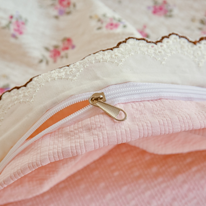 91家纺网 家纺一手货源 找家纺 尚美 2026新款泡芙棉床盖全棉绣花小花韩版四件套 蝴蝶结