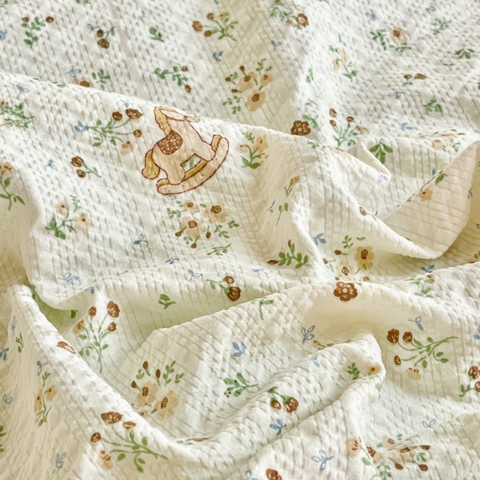 91家纺网 家纺一手货源 找家纺 尚美 2026新款泡芙棉床盖全棉绣花小花韩版四件套 木马