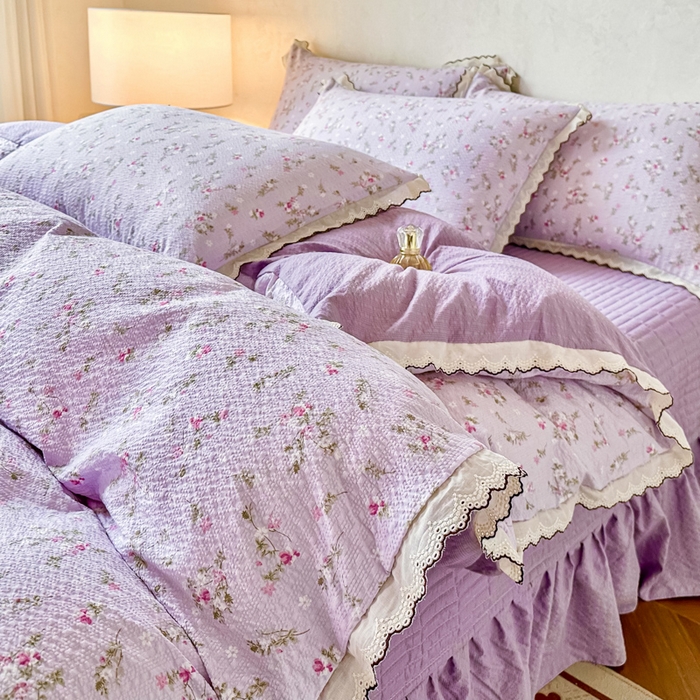 91家纺网 家纺一手货源 找家纺 尚美 2026新款泡芙棉床盖全棉绣花小花韩版四件套 佳音