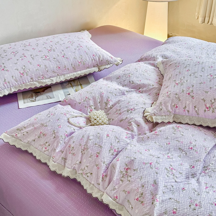 91家纺网 家纺一手货源 找家纺 尚美 2026新款泡芙棉床盖全棉绣花小花韩版四件套 佳音