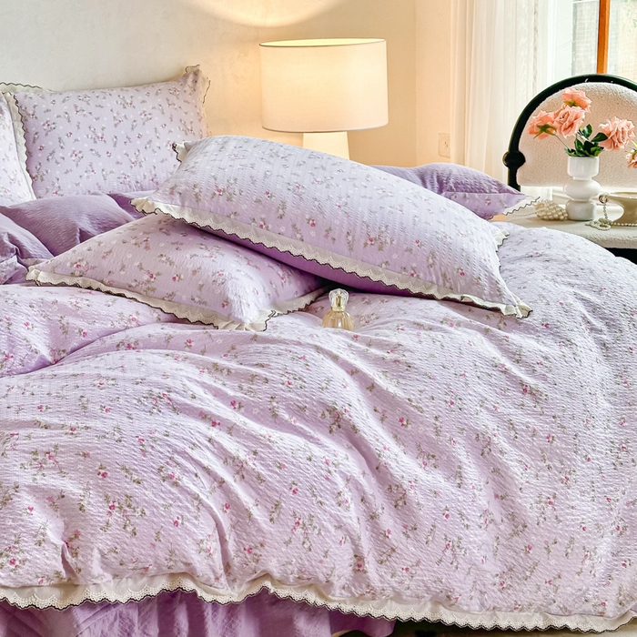 91家纺网 家纺一手货源 找家纺 尚美 2026新款泡芙棉床盖全棉绣花小花韩版四件套 佳音