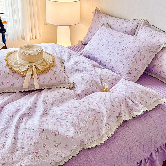 91家纺网 家纺一手货源 找家纺 尚美 2026新款泡芙棉床盖全棉绣花小花韩版四件套 佳音