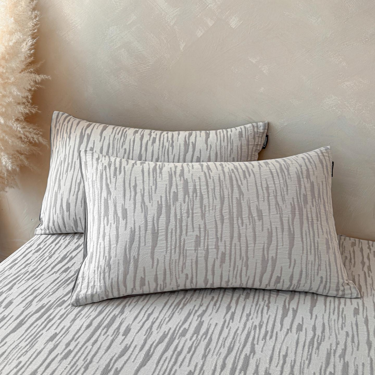 涵宸家纺 2026新款全棉提花色坊系列单枕套 枕套-碧棉-灰