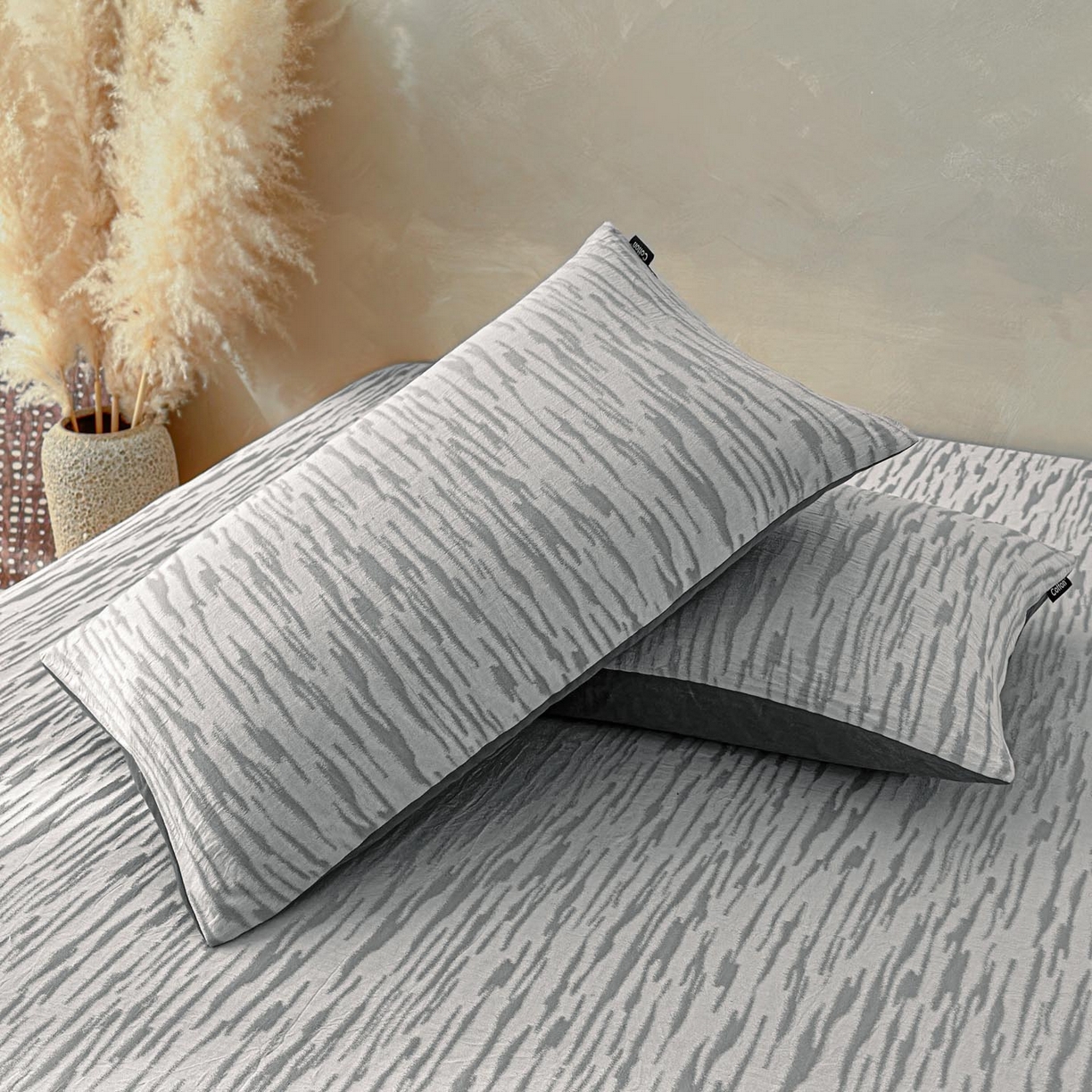 91家纺网 家纺一手货源 找家纺 涵宸家纺 2026新款全棉提花色坊系列单枕套 枕套-碧棉-灰