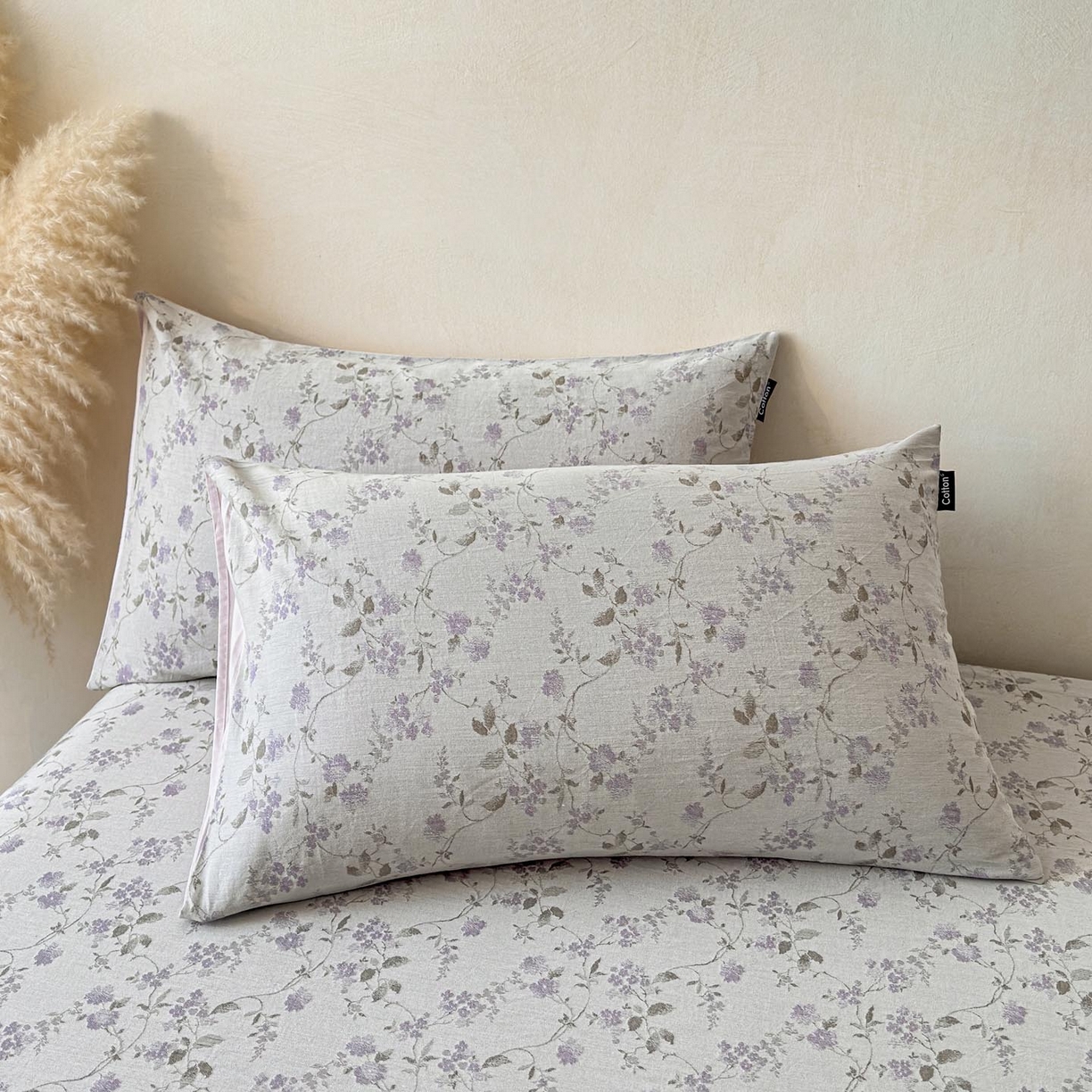 涵宸家纺 2026新款全棉提花色坊系列单枕套 枕套-金禧-紫