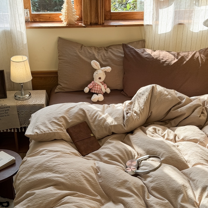 91家纺网 家纺一手货源 找家纺 （总）海岛哥哥 2025新款韩式ins风黑边花边木棉双层纱四件套（有买家秀）