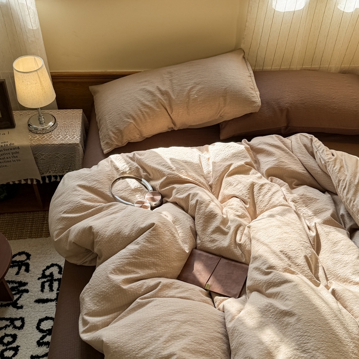 91家纺网 家纺一手货源 找家纺 （总）海岛哥哥 2026新款云感纱混搭纯色双拼四件套