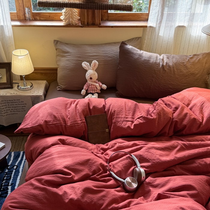 91家纺网 家纺一手货源 找家纺 （总）海岛哥哥 2026新款云感纱混搭纯色双拼四件套