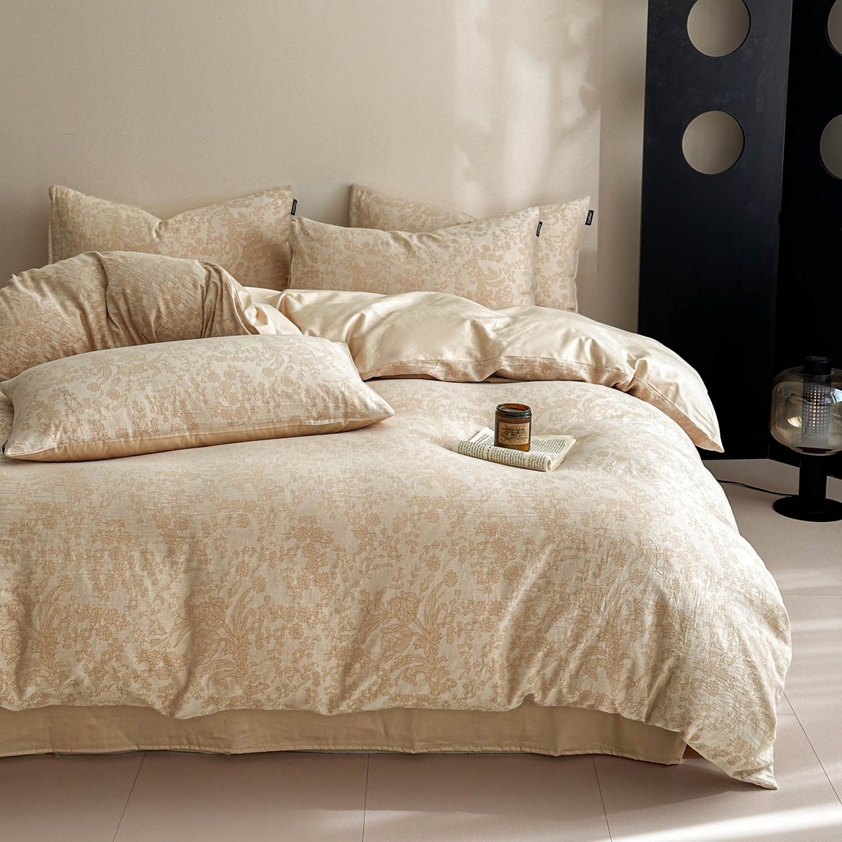 91家纺网 家纺一手货源 找家纺 涵宸家纺 2026新款全棉提花色坊系列四件套 凡绣