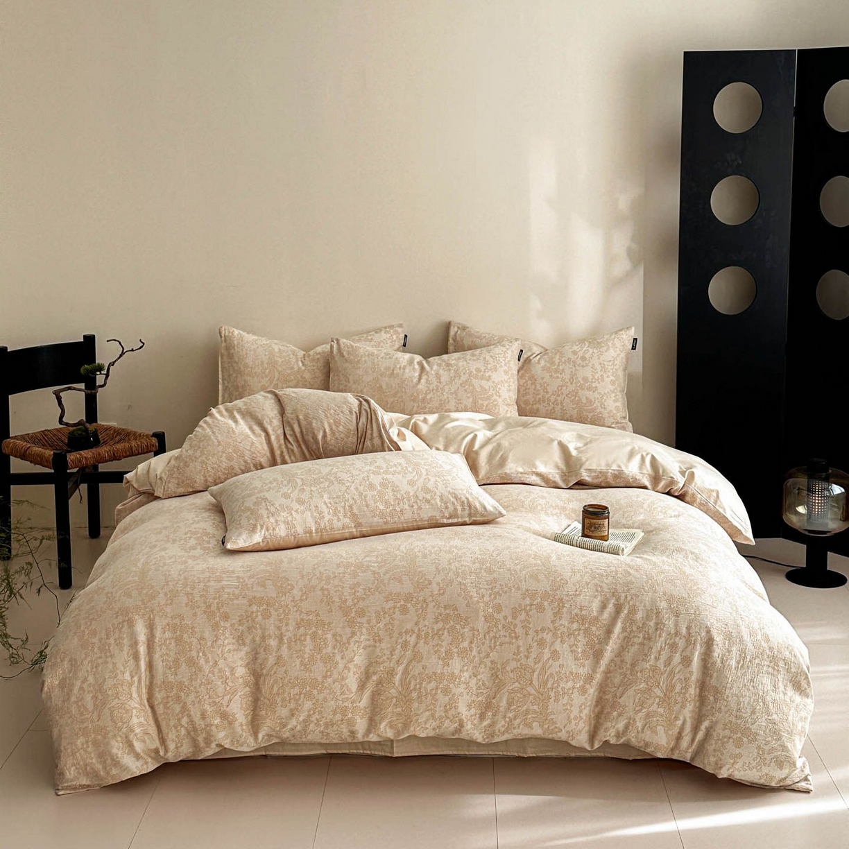 91家纺网 家纺一手货源 找家纺 涵宸家纺 2026新款全棉提花色坊系列四件套 凡绣