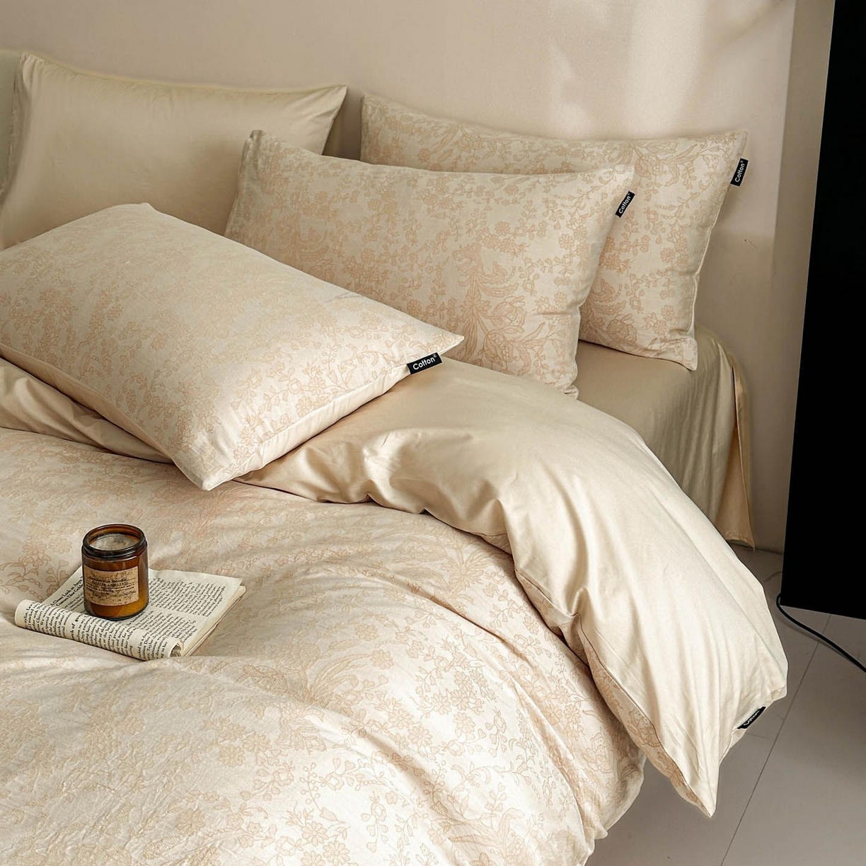 91家纺网 家纺一手货源 找家纺 涵宸家纺 2026新款全棉提花色坊系列四件套 凡绣