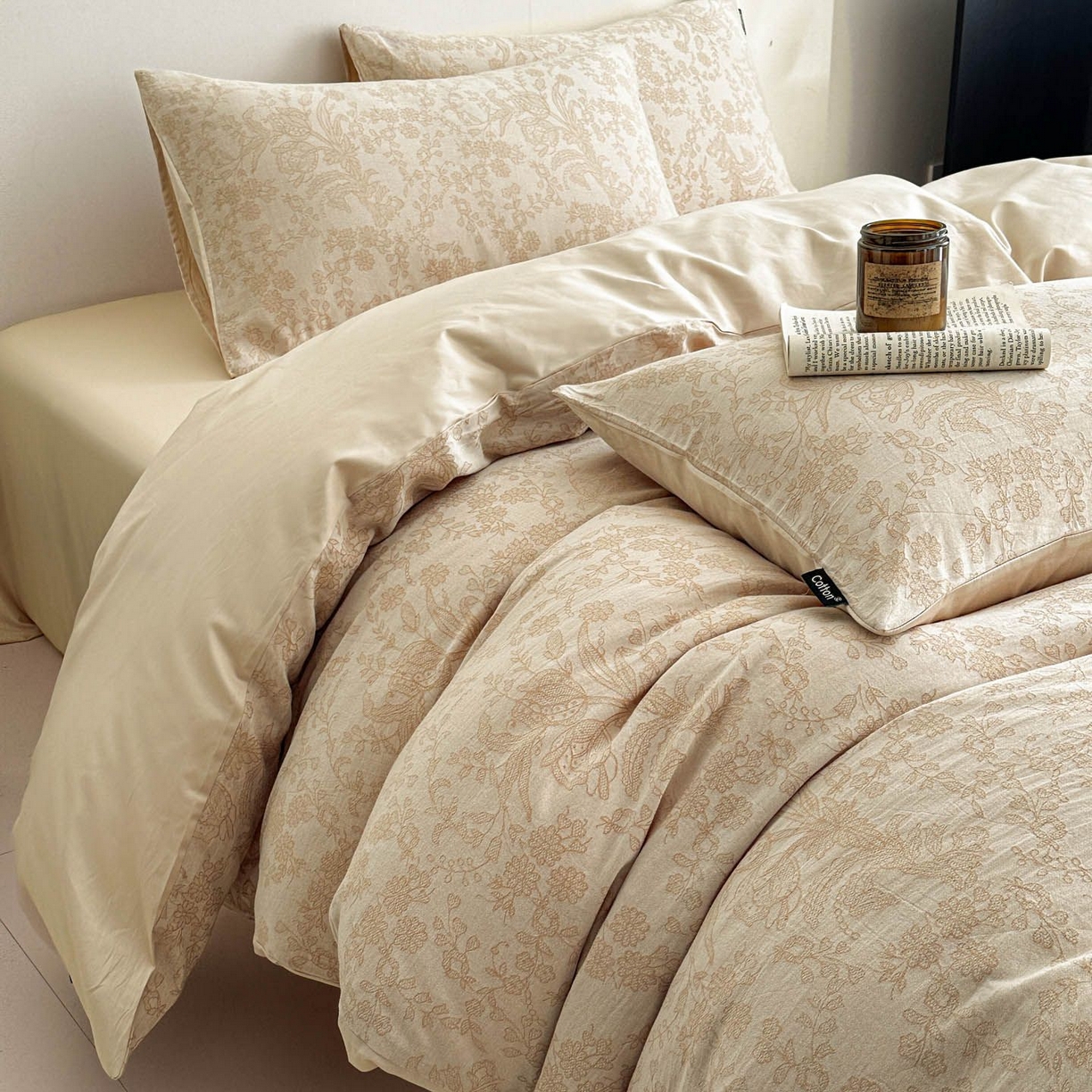 91家纺网 家纺一手货源 找家纺 涵宸家纺 2026新款全棉提花色坊系列四件套 凡绣