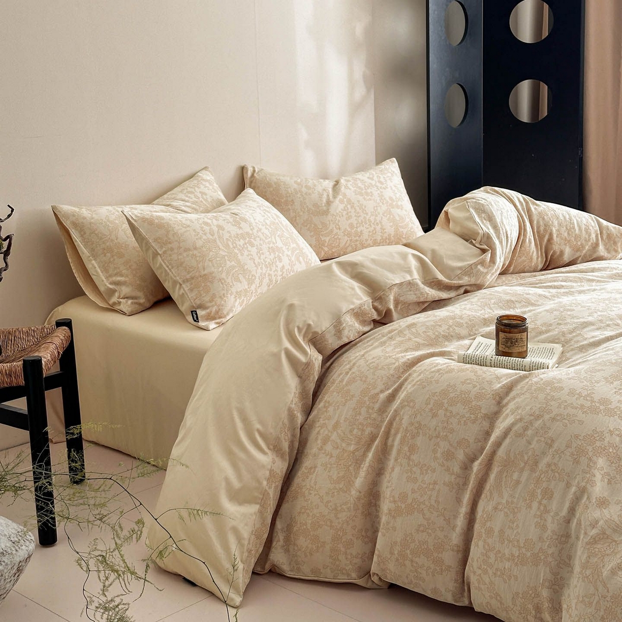 91家纺网 家纺一手货源 找家纺 涵宸家纺 2026新款全棉提花色坊系列四件套 凡绣