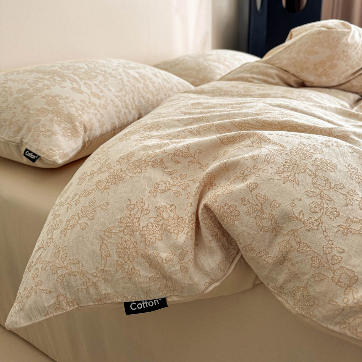 91家纺网 家纺一手货源 找家纺 涵宸家纺 2026新款全棉提花色坊系列四件套 凡绣