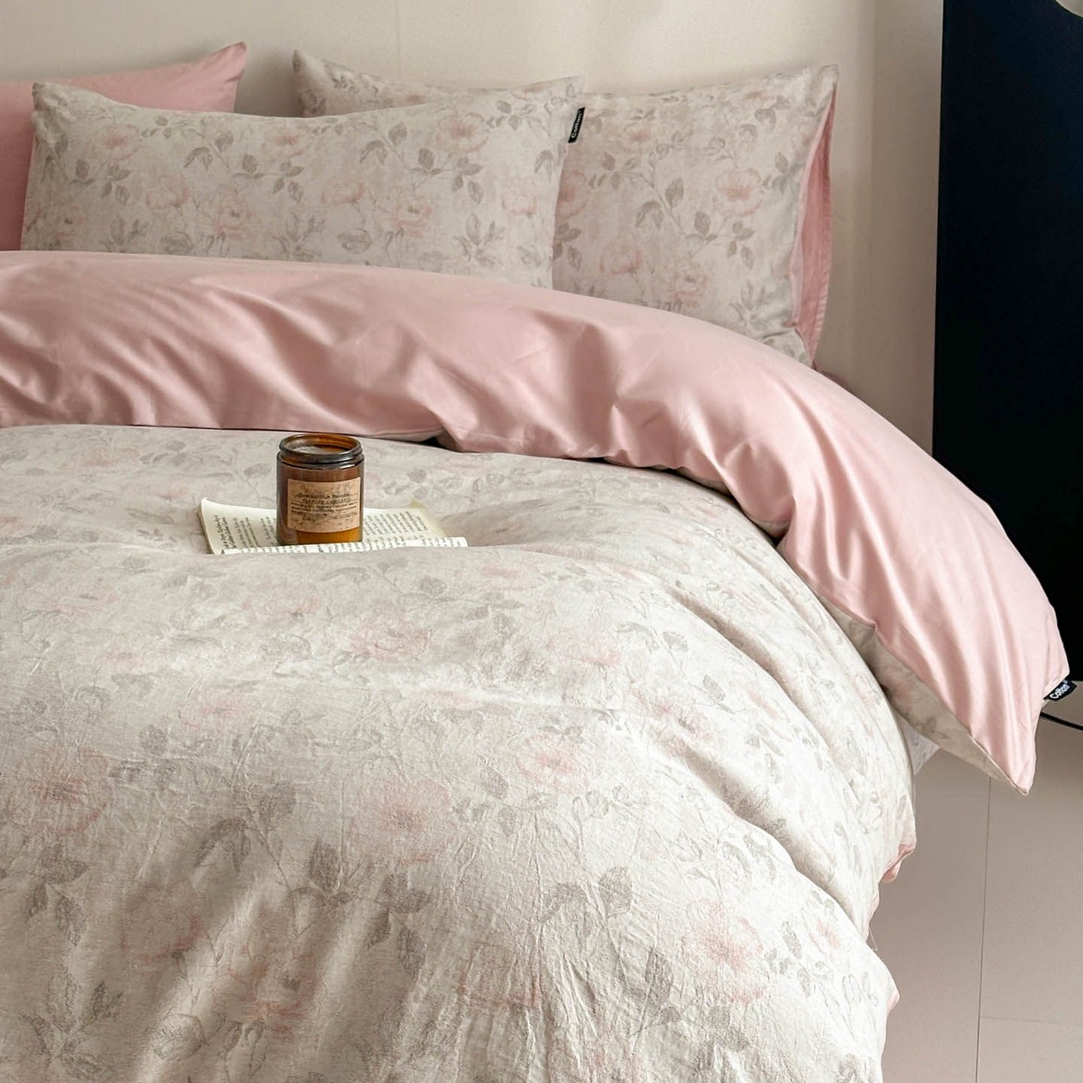 91家纺网 家纺一手货源 找家纺 涵宸家纺 2026新款全棉提花色坊系列四件套 繁花盈然-粉