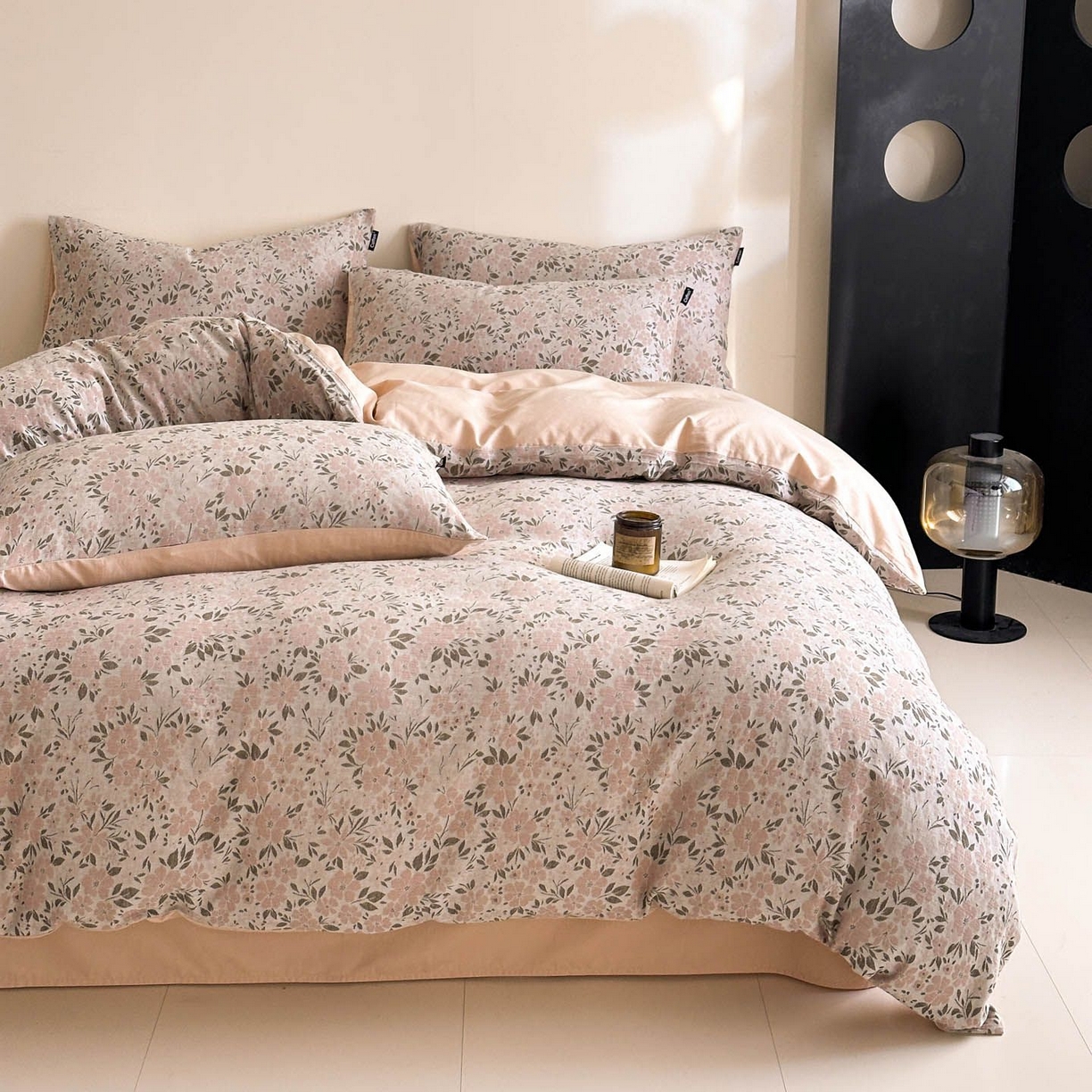 91家纺网 家纺一手货源 找家纺 涵宸家纺 2026新款全棉提花色坊系列四件套 花恋物语-粉