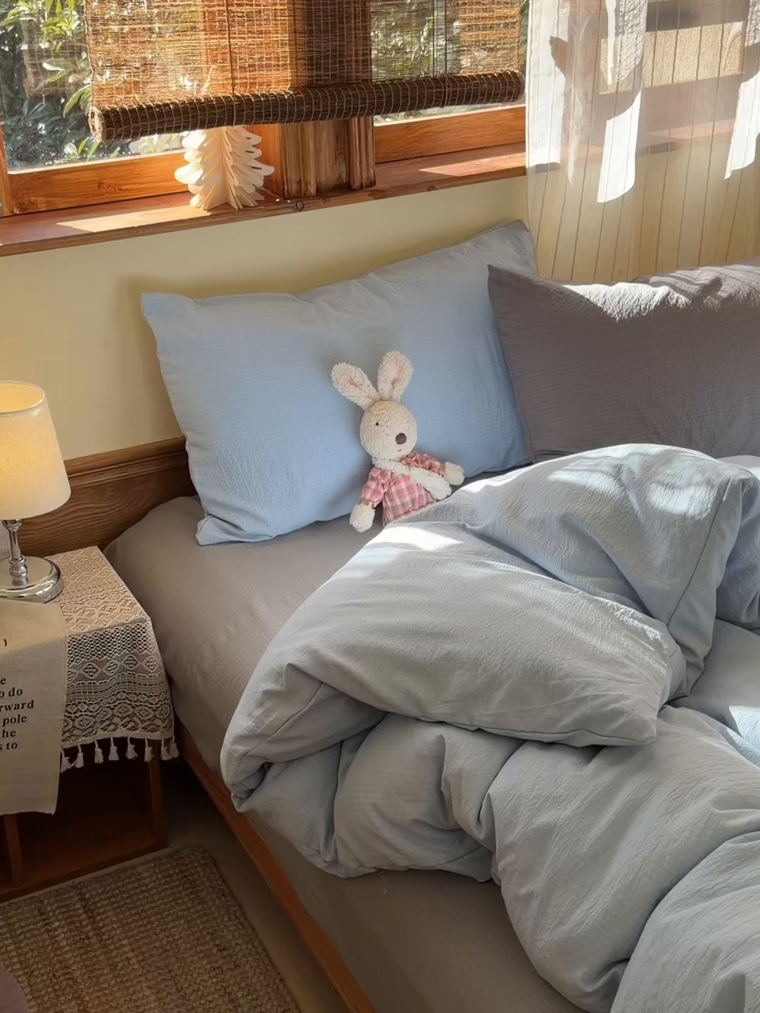 91家纺网 家纺一手货源 找家纺 海岛哥哥 2026新款云感纱混搭纯色双拼四件套 混搭 海盐蓝灰