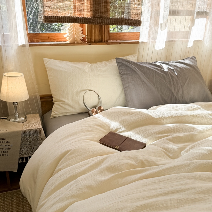 91家纺网 家纺一手货源 找家纺 海岛哥哥 2026新款云感纱混搭纯色双拼四件套 混搭 海盐芽白