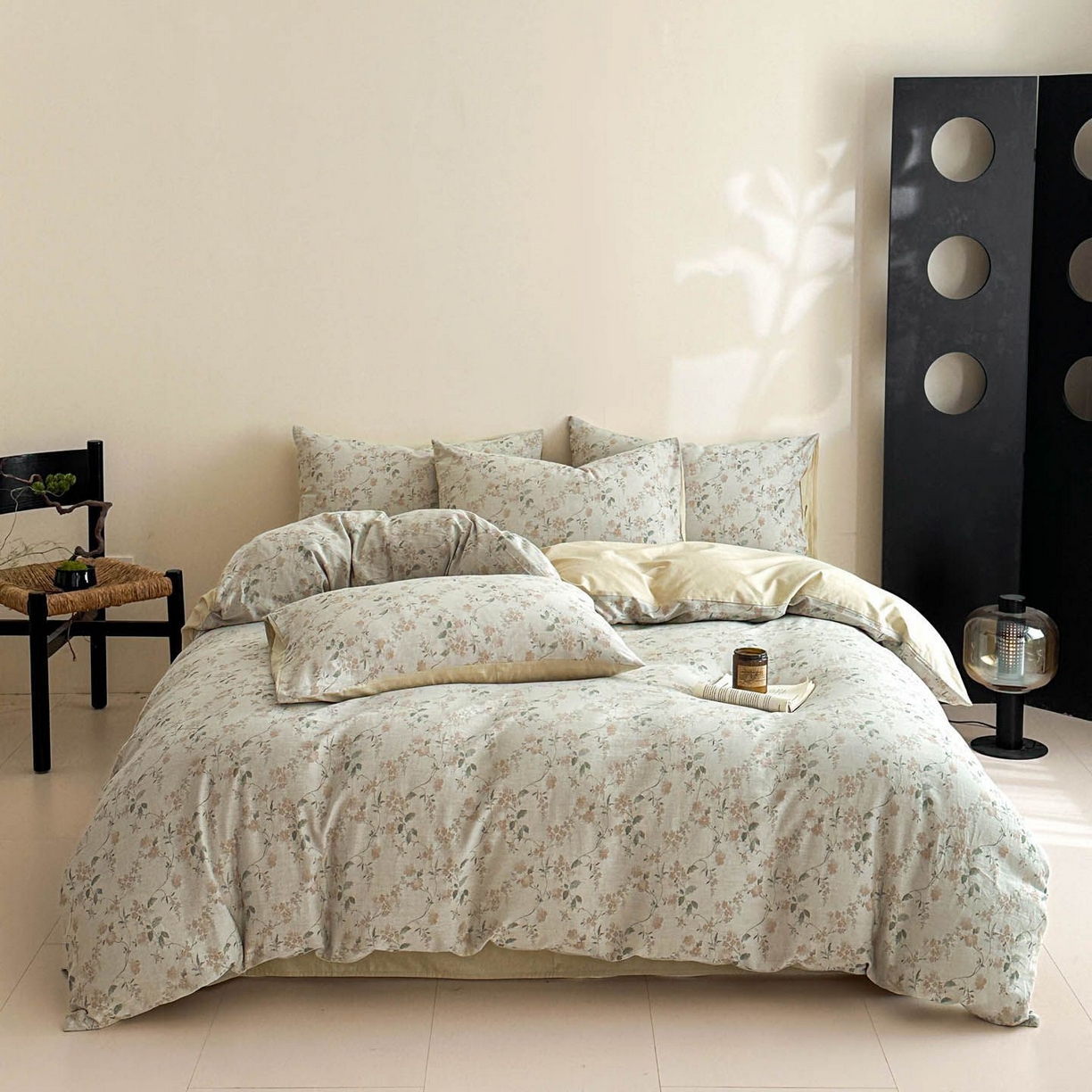 91家纺网 家纺一手货源 找家纺 涵宸家纺 2026新款全棉提花色坊系列四件套 今禧-绿