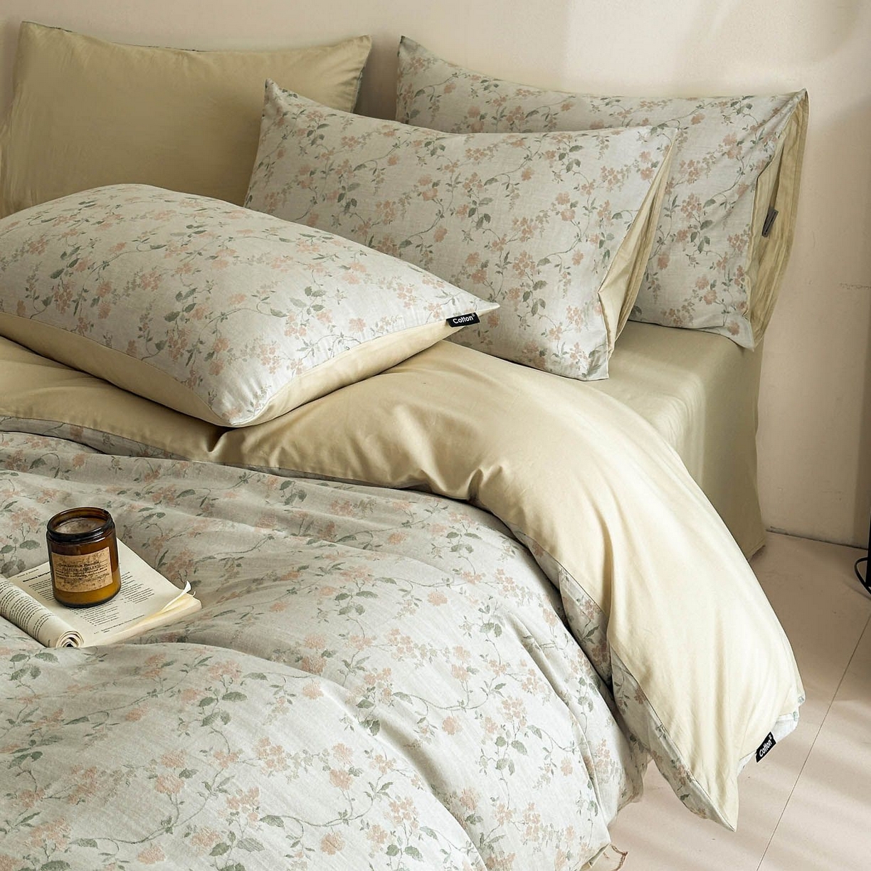 91家纺网 家纺一手货源 找家纺 涵宸家纺 2026新款全棉提花色坊系列四件套 今禧-绿