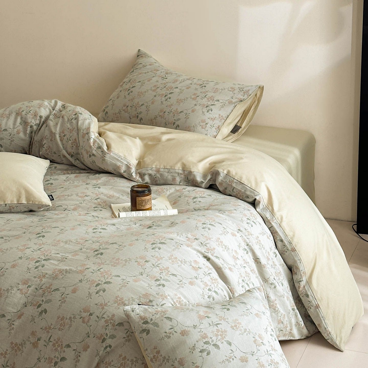 91家纺网 家纺一手货源 找家纺 涵宸家纺 2026新款全棉提花色坊系列四件套 今禧-绿