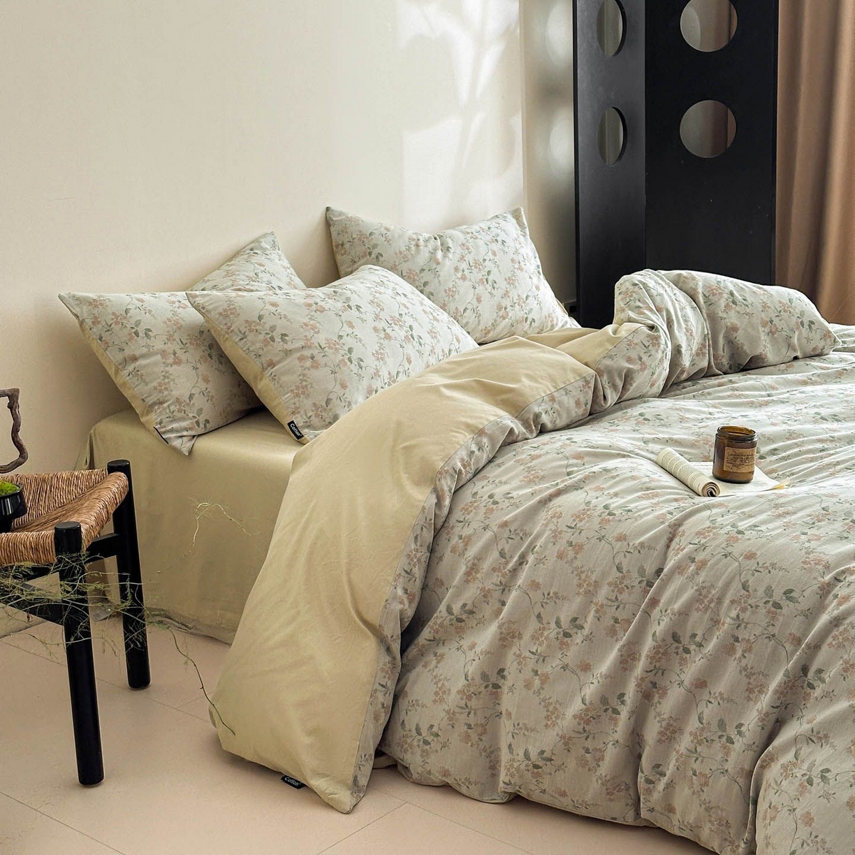 91家纺网 家纺一手货源 找家纺 涵宸家纺 2026新款全棉提花色坊系列四件套 今禧-绿