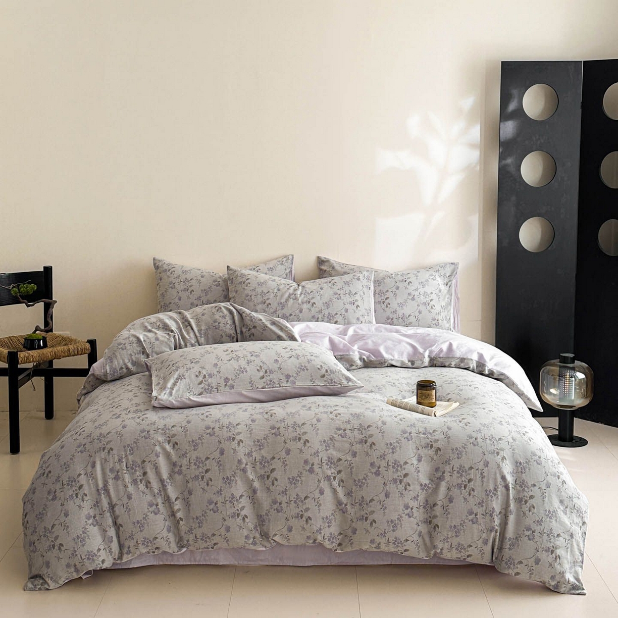 91家纺网 家纺一手货源 找家纺 涵宸家纺 2026新款全棉提花色坊系列四件套 金禧-紫