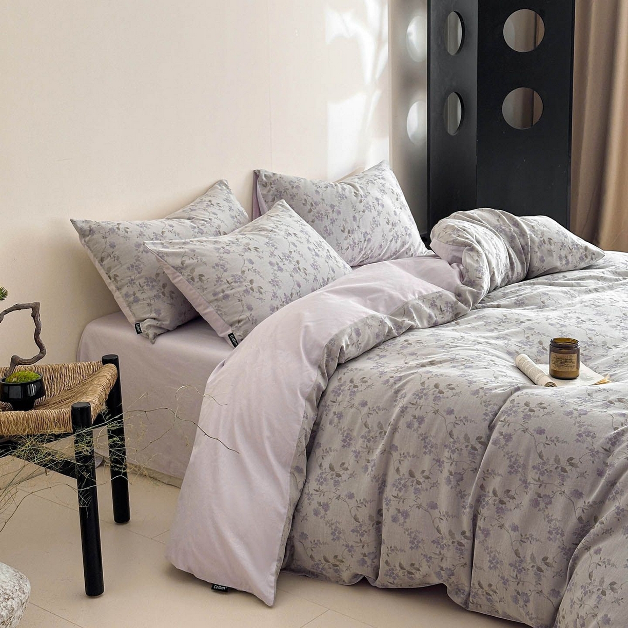 91家纺网 家纺一手货源 找家纺 涵宸家纺 2026新款全棉提花色坊系列四件套 金禧-紫