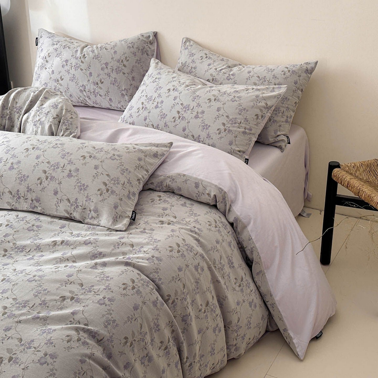 91家纺网 家纺一手货源 找家纺 涵宸家纺 2026新款全棉提花色坊系列四件套 金禧-紫