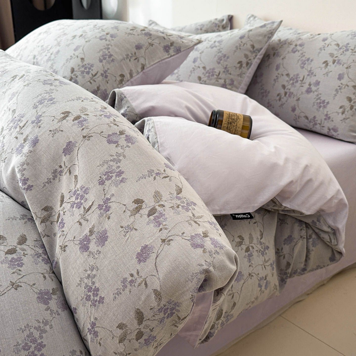 91家纺网 家纺一手货源 找家纺 涵宸家纺 2026新款全棉提花色坊系列四件套 金禧-紫