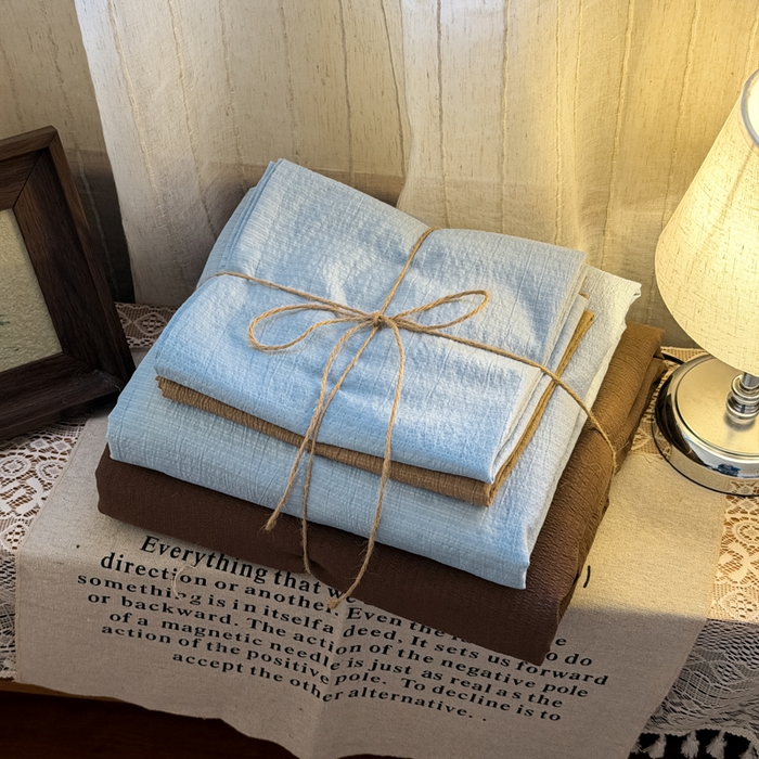 91家纺网 家纺一手货源 找家纺 海岛哥哥 2026新款云感纱混搭纯色双拼四件套 混搭 夏日栗色