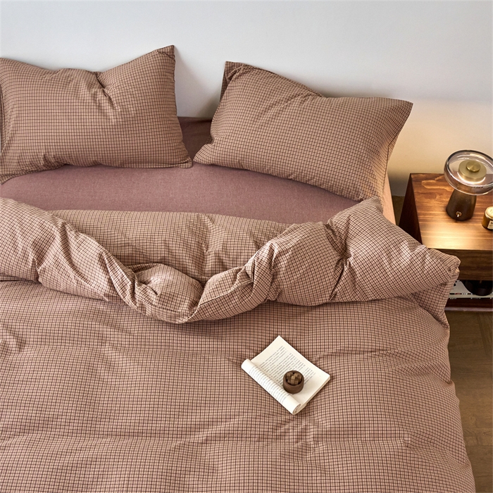 91家纺网 家纺一手货源 找家纺 （总）兰紫橙家纺 2026新款全棉A类深色复古色织方格子水洗棉-赫本雅素系列（含买家秀和质检报告）