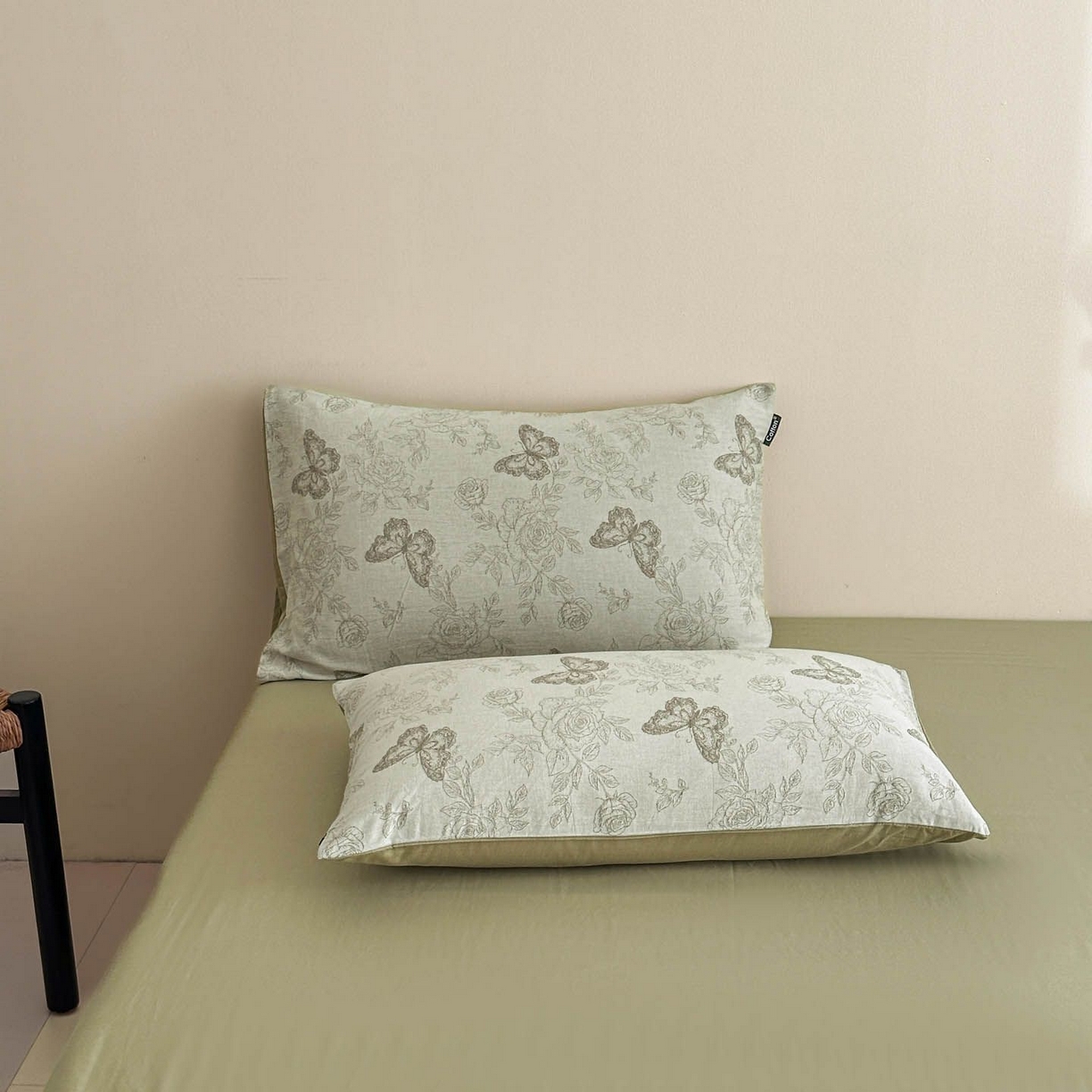 91家纺网 家纺一手货源 找家纺 涵宸家纺 2026新款全棉提花色坊系列四件套 玫瑰花蝶-绿