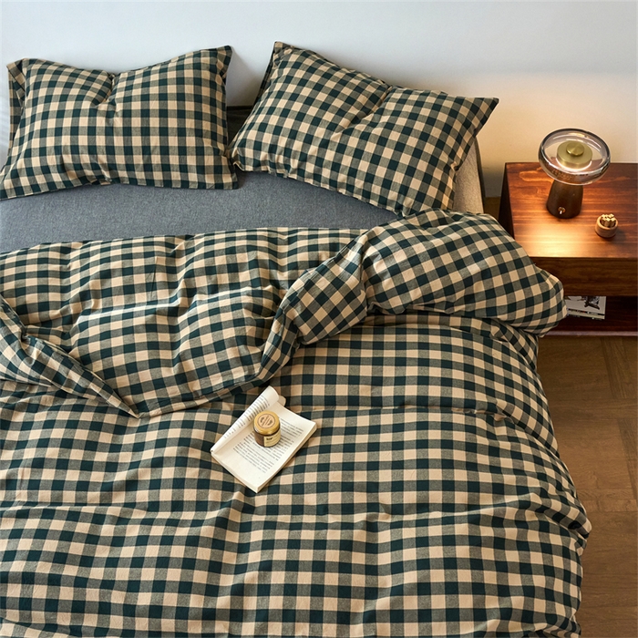 91家纺网 家纺一手货源 找家纺 （总）兰紫橙家纺 2026新款全棉A类深色复古色织方格子水洗棉-赫本雅素系列（含买家秀和质检报告）