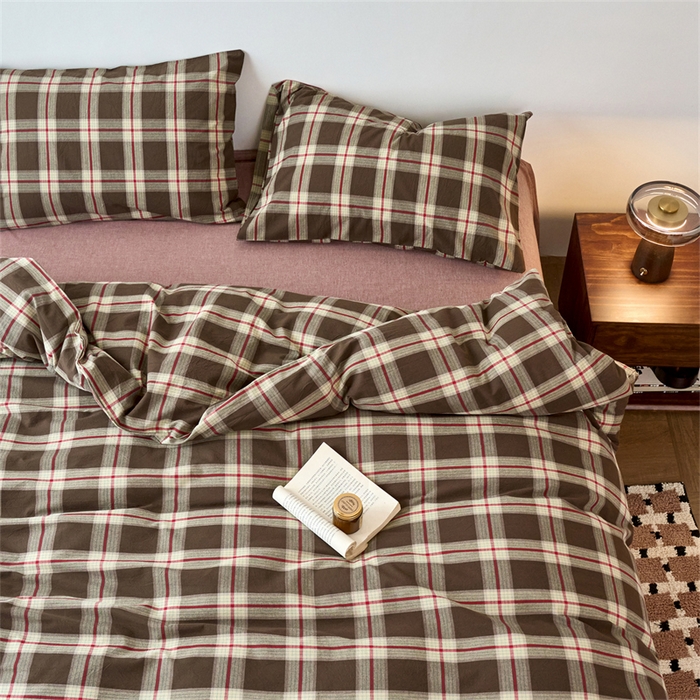 91家纺网 家纺一手货源 找家纺 （总）兰紫橙家纺 2026新款全棉A类深色复古色织方格子水洗棉-赫本雅素系列（含买家秀和质检报告）