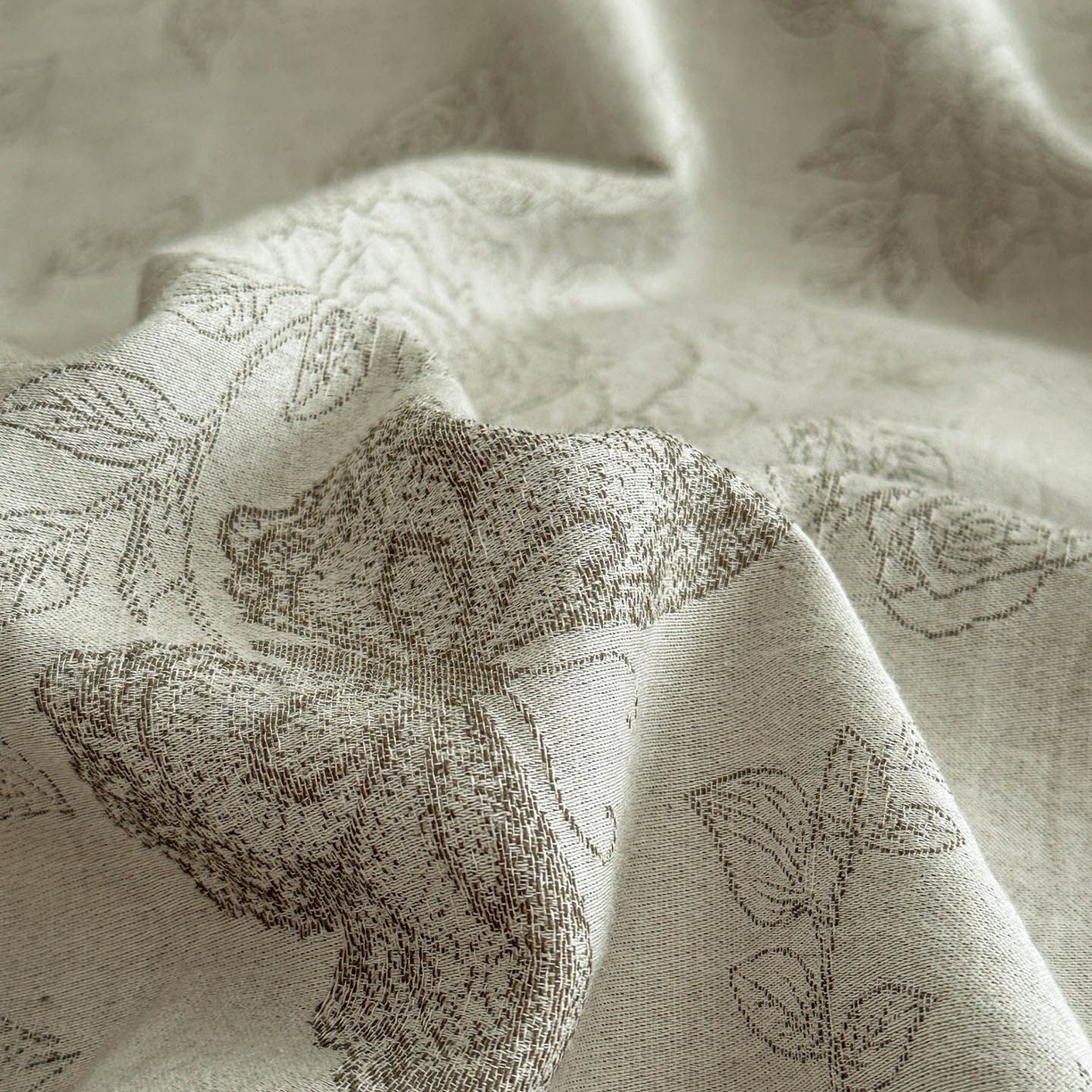 91家纺网 家纺一手货源 找家纺 涵宸家纺 2026新款全棉提花色坊系列四件套 玫瑰花蝶-绿