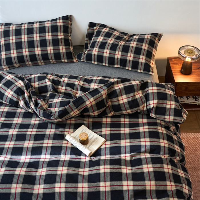 91家纺网 家纺一手货源 找家纺 （总）兰紫橙家纺 2026新款全棉A类深色复古色织方格子水洗棉-赫本雅素系列（含买家秀和质检报告）