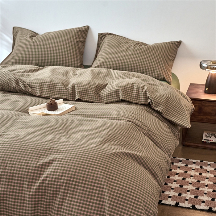 91家纺网 家纺一手货源 找家纺 兰紫橙家纺 2026新款全棉A类深色复古色织方格子水洗棉-赫本雅素系列（含买家秀和质检报告） 赫本绿