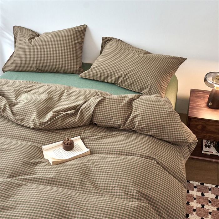 91家纺网 家纺一手货源 找家纺 兰紫橙家纺 2026新款全棉A类深色复古色织方格子水洗棉-赫本雅素系列（含买家秀和质检报告） 赫本绿