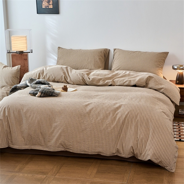 91家纺网 家纺一手货源 找家纺 兰紫橙家纺 2026新款全棉A类深色复古色织方格子水洗棉-赫本雅素系列（含买家秀和质检报告） 沐风米