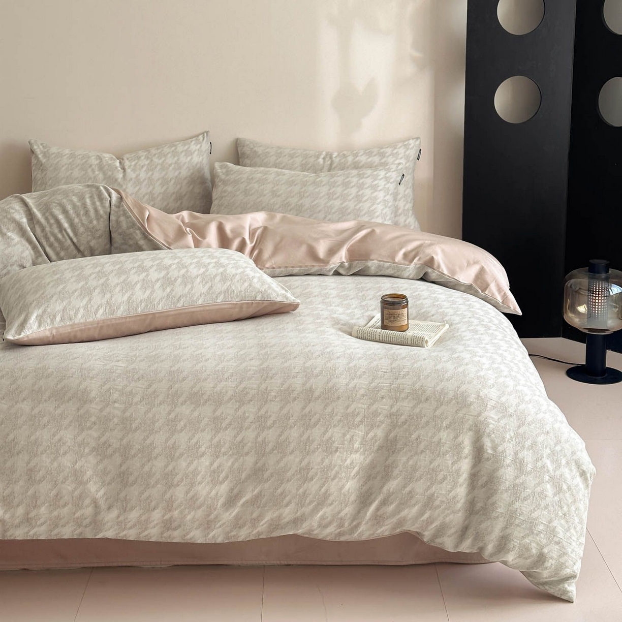 91家纺网 家纺一手货源 找家纺 涵宸家纺 2026新款全棉提花色坊系列四件套 千熙-灰